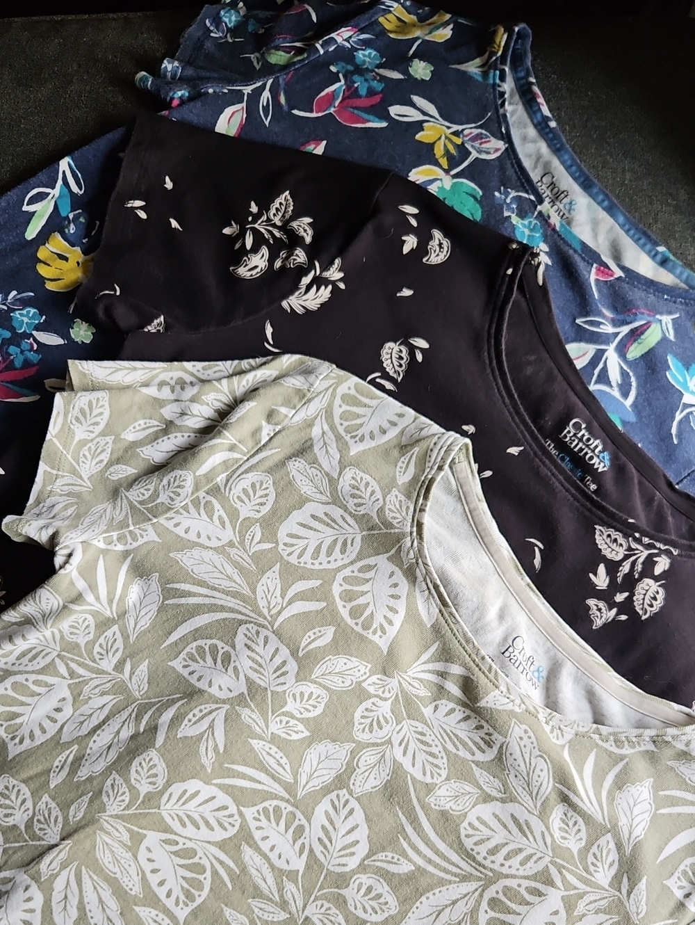 Croft & Barrow The Classic Tee Floral Leaf Bundle Lot of 3 Size S
